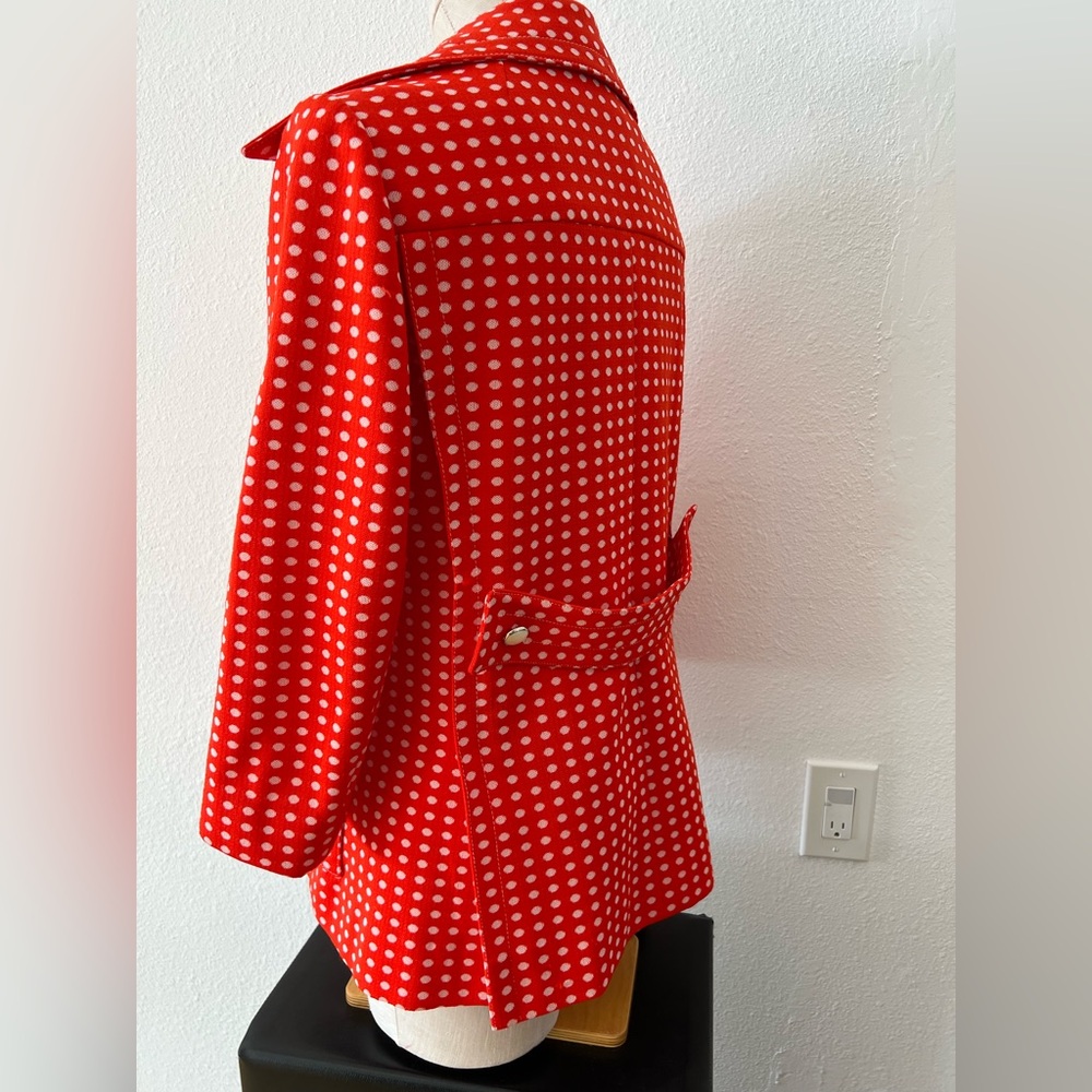 1970s Red Polka Dot Women's Blazer by Joseph Magnin - Picture 4 of 6